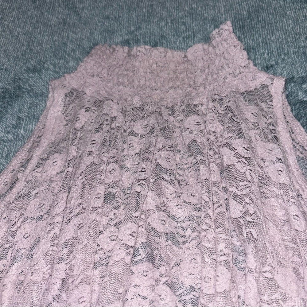 Free People Myrna Mock Neck Sheer Lace Swing Tank in Lavender Size Small - Picture 3 of 5